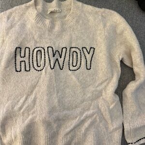 White Crow Cream Sweater with 'Howdy' Design